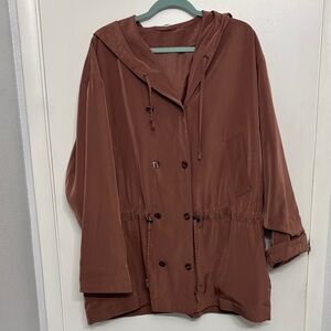 Chic Brown Hooded Trench Coat